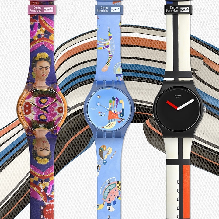 SWATCH WATCH RED BLUE AND WHITE BY PIET MONDRIAN MULTICOLOR RUBBER STRAP  SUOZ344 – Δασκαλάκης Κόσμημα | Online – daskalakiskosmima.gr ®